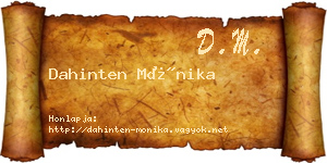 Dahinten Mónika névjegykártya